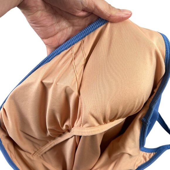 J. Crew One Strap Ribbed One Piece Swimsuit Size 4 Blue One Shoulder Beach - Picture 8 of 11